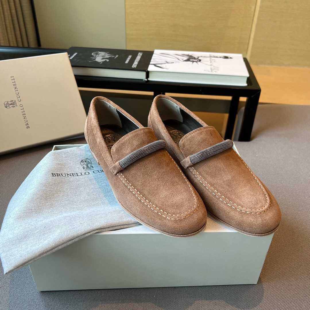 GIÀY BRUNELLO CUCINELLI brown suede loafer
