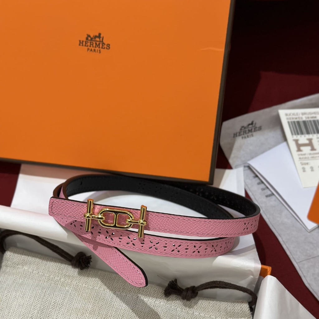 DÂY LƯNG HERMES Calfskin and Gold Buckle
