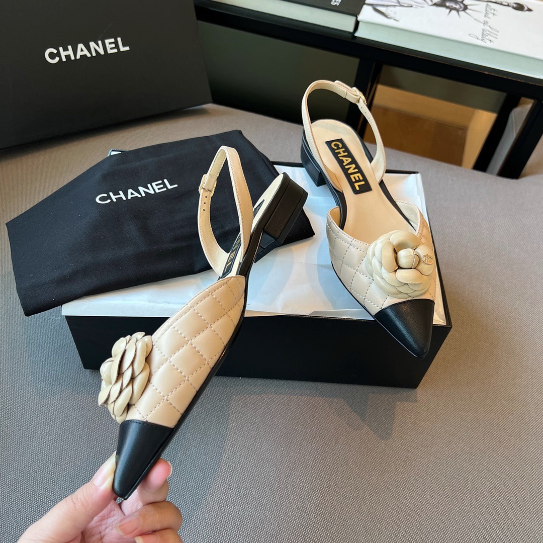 GIÀY CHANEL Camellia Flower Leather Sling Back
