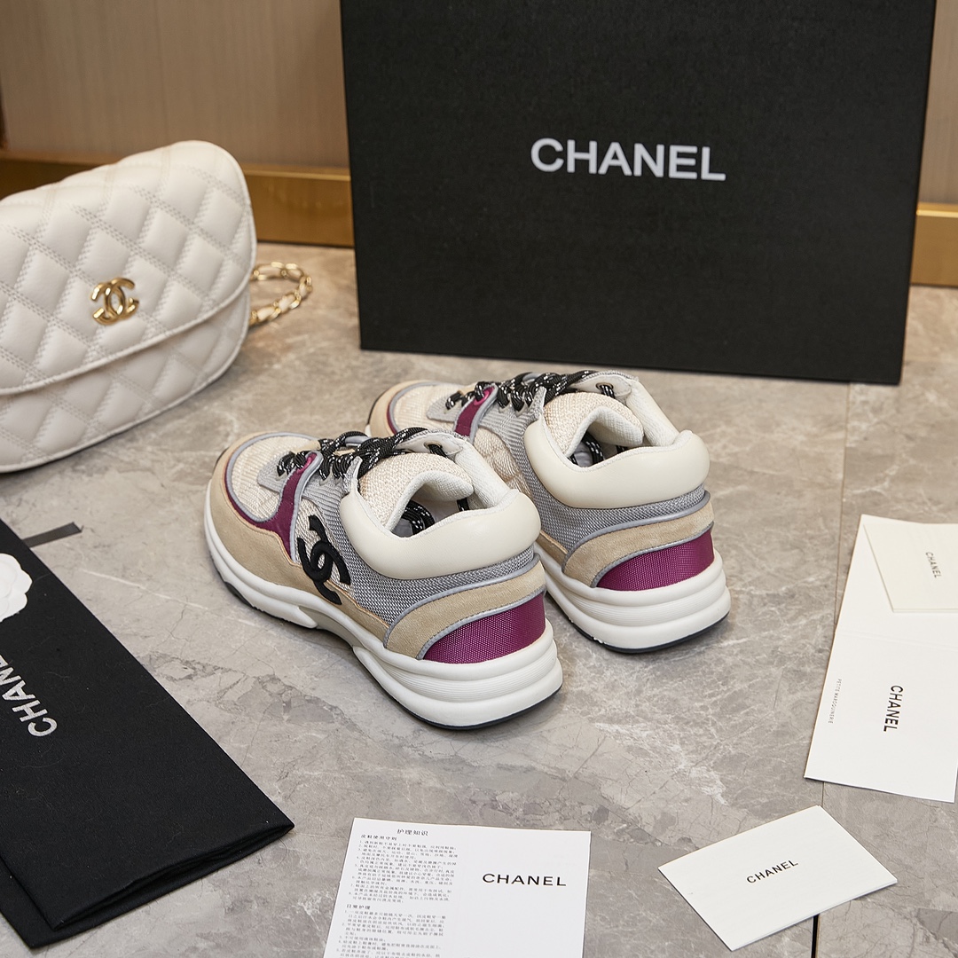 GIÀY CHANEL BURGUNDY SUEDE LOGO SNEAKERS
