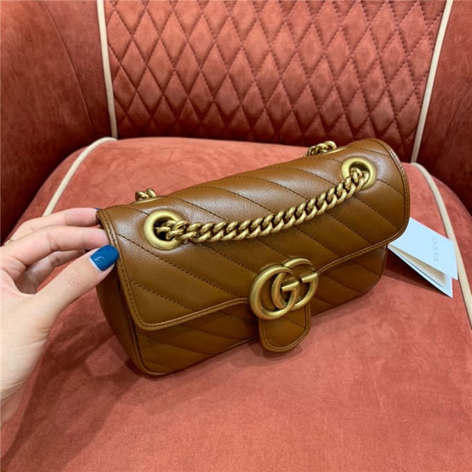 TÚI Gucci Marmont small matelasse shoulder bag brown Top Quality