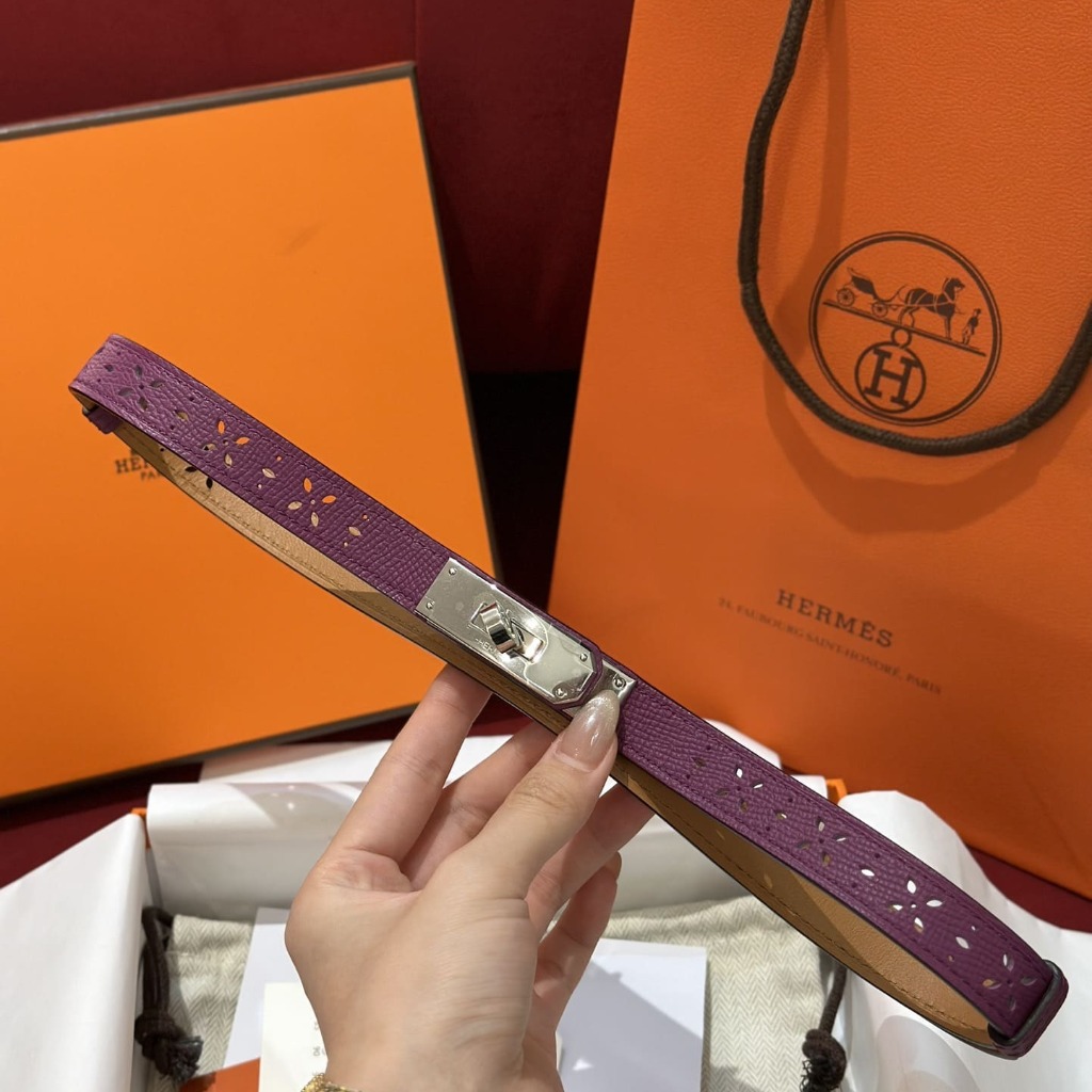 DÂY LƯNG HERMES Calfskin and Silver Buckle