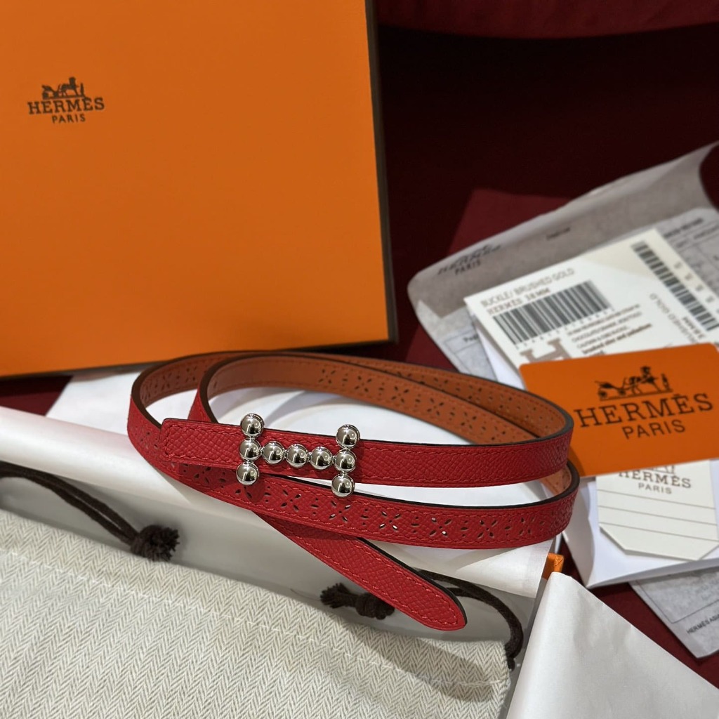 DÂY LƯNG HERMES Calfskin and Silver Buckle