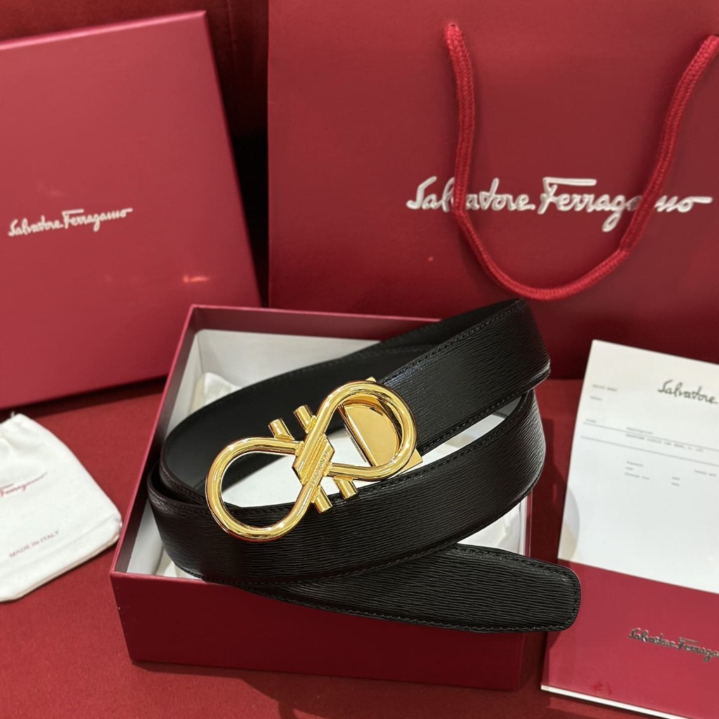 DÂY LƯNG SALVATORE FERRAGAMO Calfskin and Gold Buckle