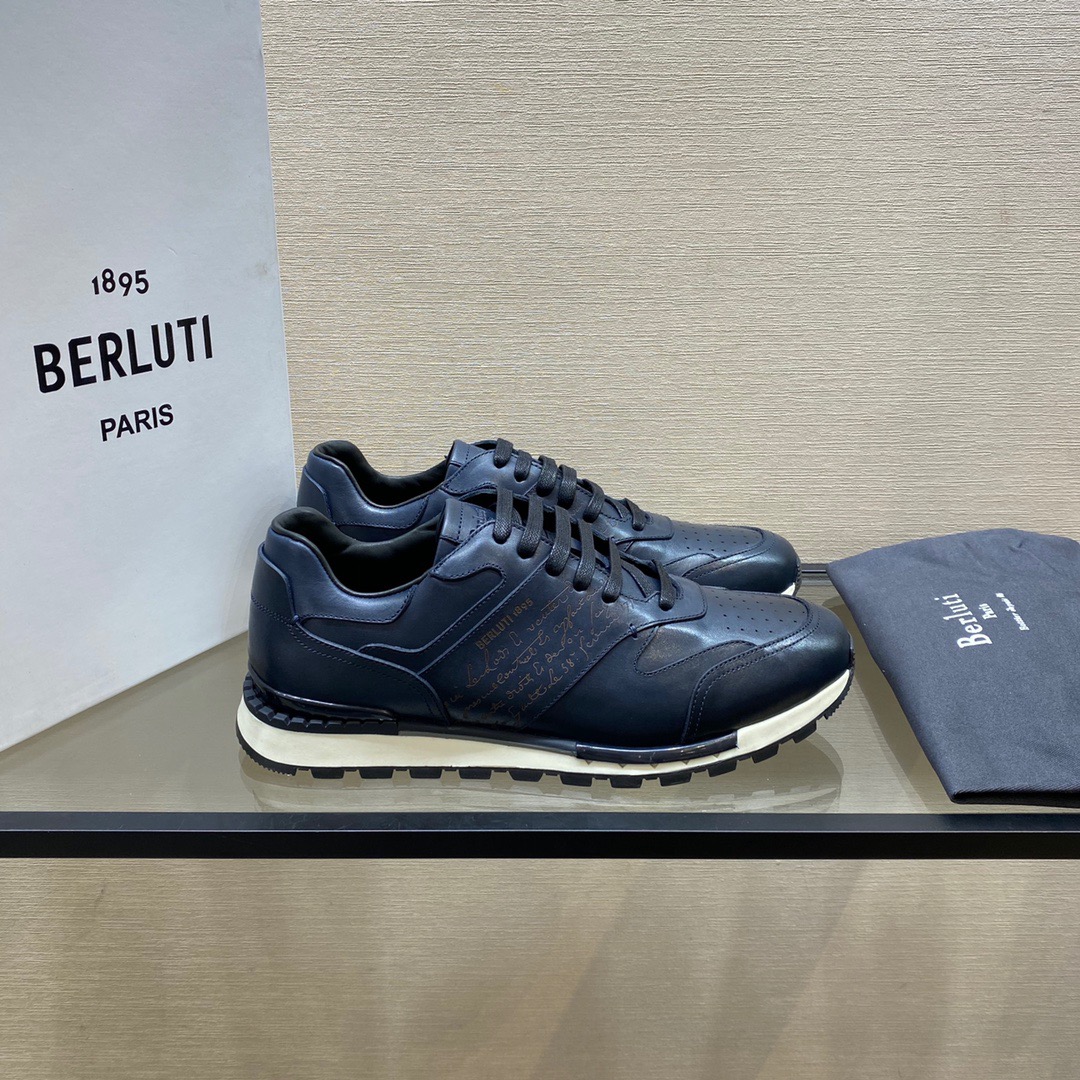 GIÀY BERLUTI Leather Blue Sneaker shoes