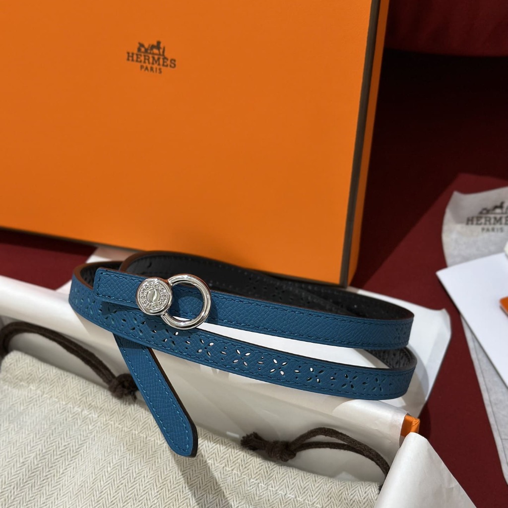 DÂY LƯNG HERMES Calfskin and Silver Buckle