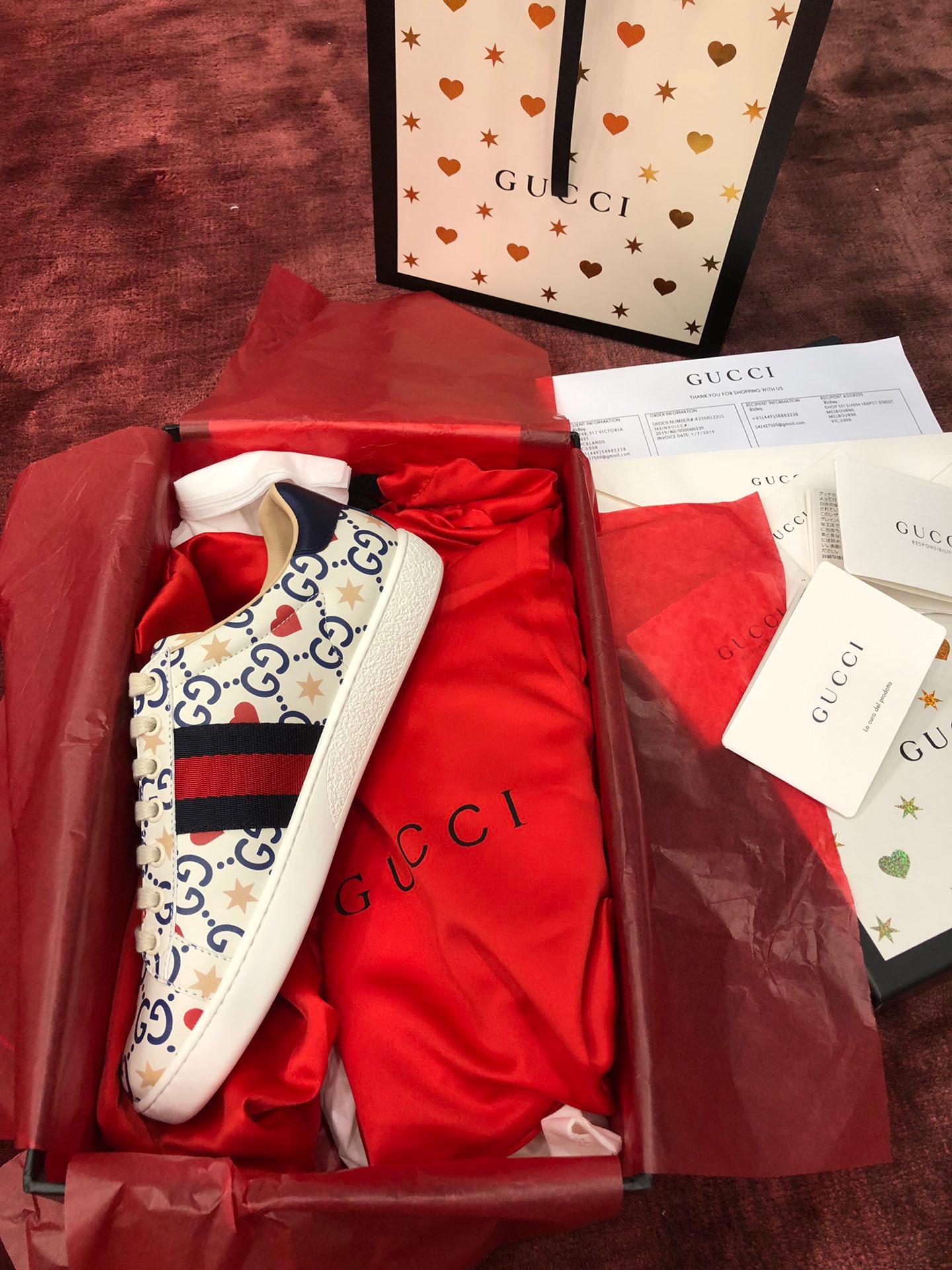 GIÀY GUCCI Leather Ace Sneakers Interlocking GG White