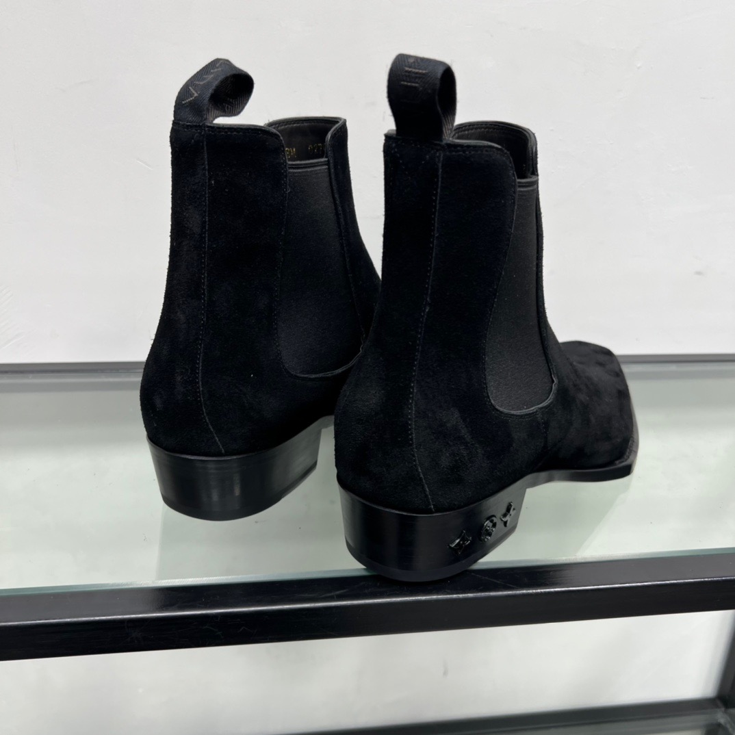 GIÀY LOUIS VUITTON BLACK SUEDE LEATHER BOOTS SHOES
