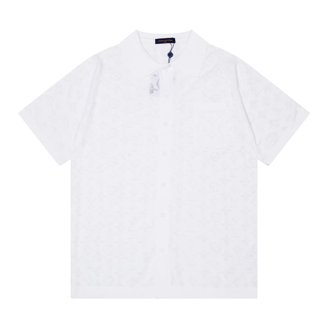 ÁO LOUIS VUITTON POLO SHIRT WHITE MÀU TRẮNG DỆT KIM