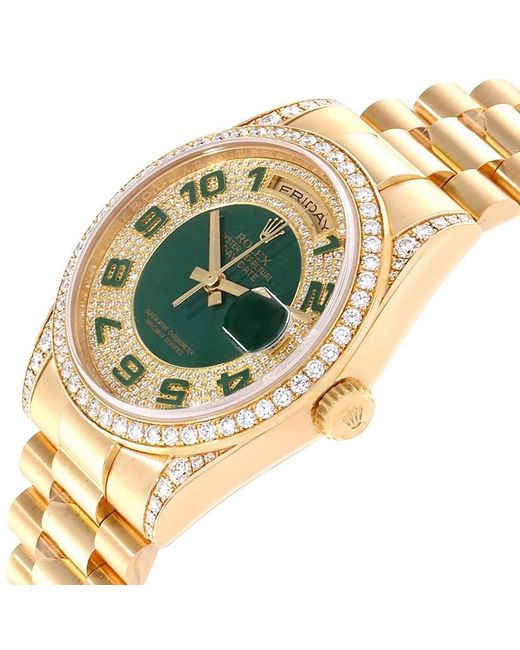 ĐỒNG HỒ ROLEX Enamel Green Diamond 18K Yellow Gold automatic