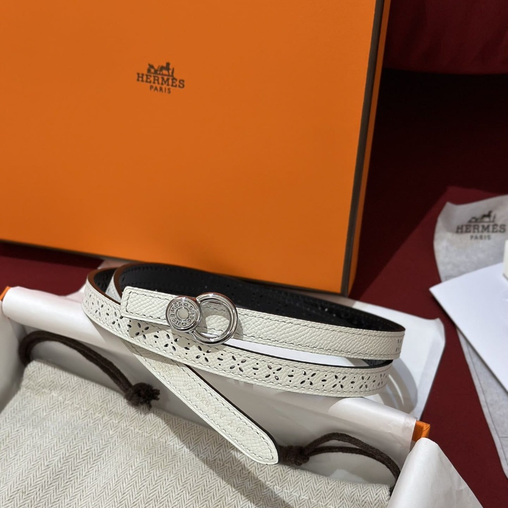 DÂY LƯNG HERMES Calfskin and Silver Buckle
