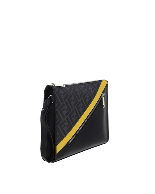 TÚI FENDI FF Gray Motif Flat Pouch Bag