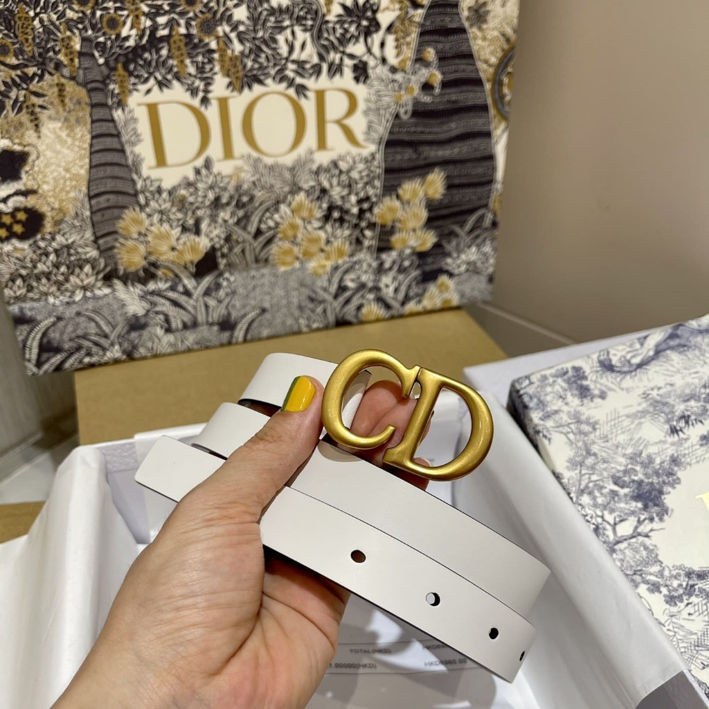 DÂY LƯNG DIOR Calfskin and Gold Buckle