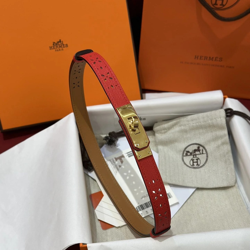 DÂY LƯNG HERMES Calfskin and Gold Buckle