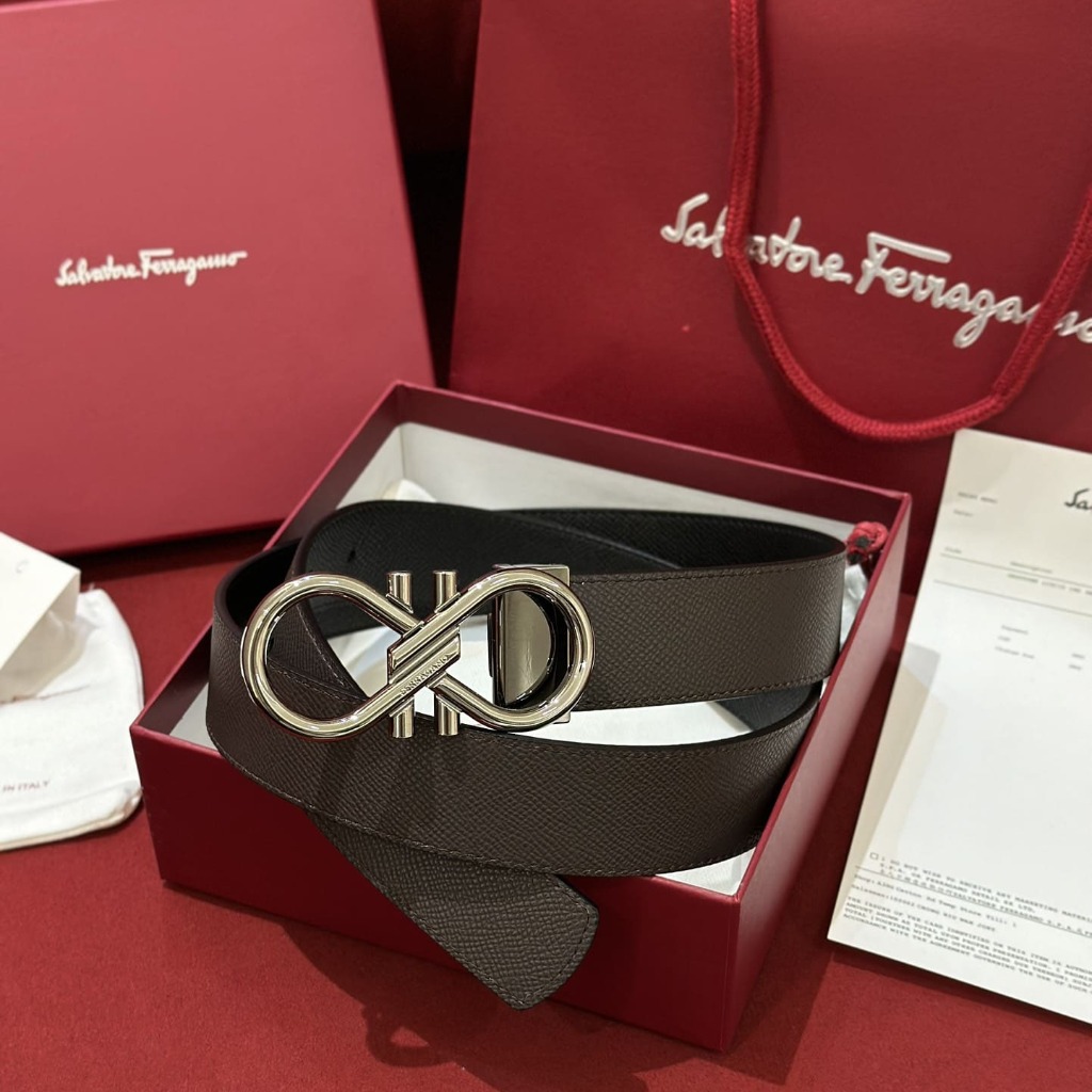DÂY LƯNG SALVATORE FERRAGAMO Calfskin and Silver Buckle