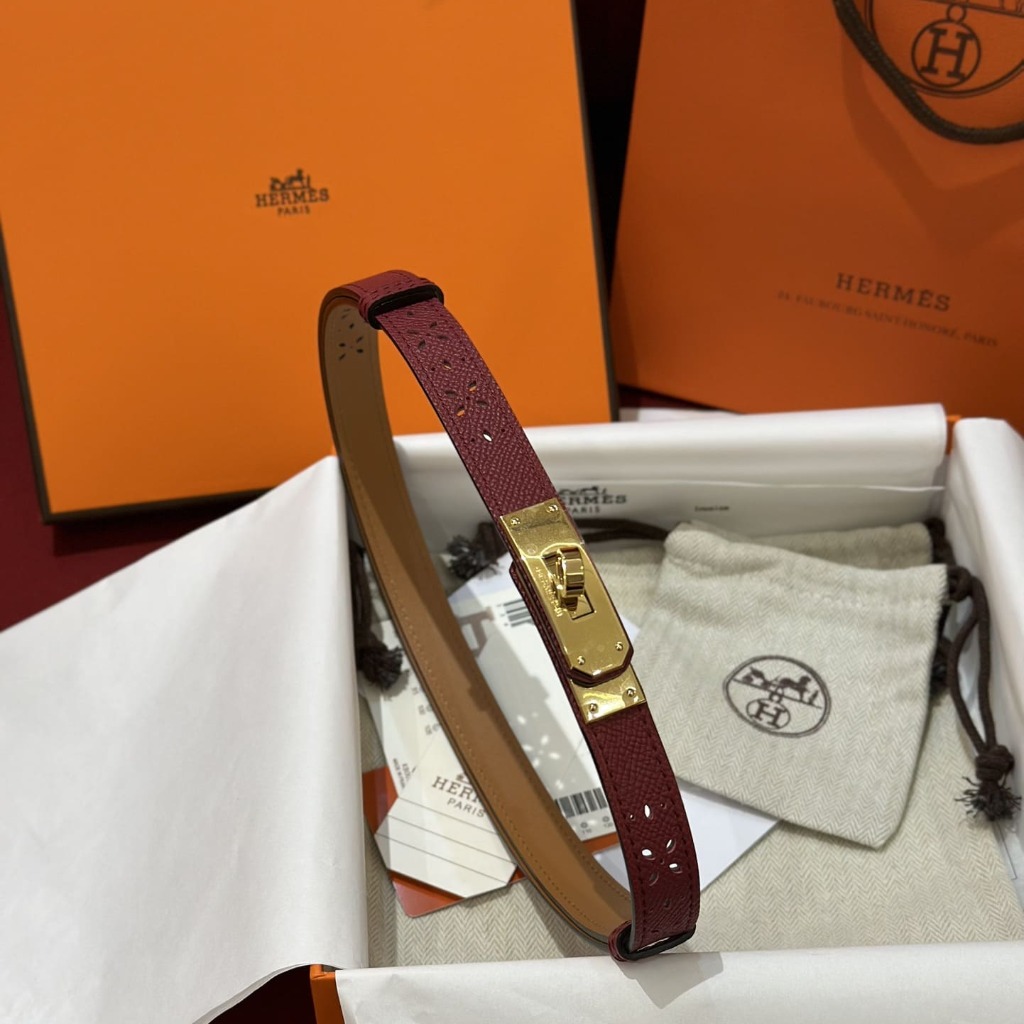 DÂY LƯNG HERMES Calfskin and Gold Buckle