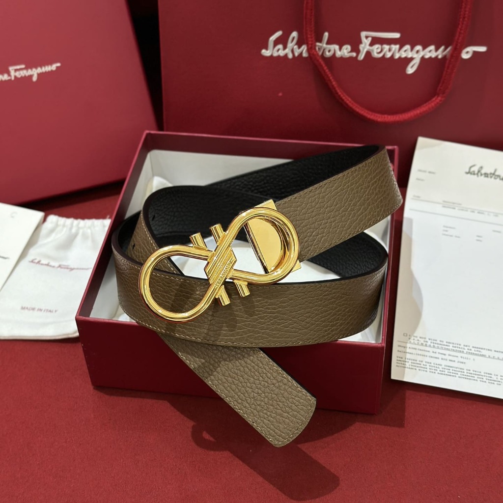 DÂY LƯNG SALVATORE FERRAGAMO Calfskin and Gold Buckle