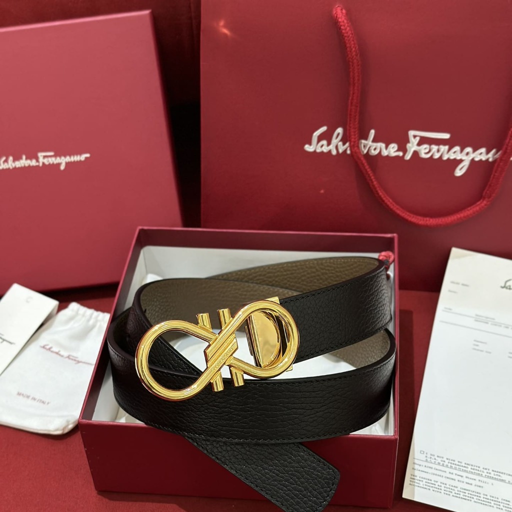 DÂY LƯNG SALVATORE FERRAGAMO Calfskin and Gold Buckle