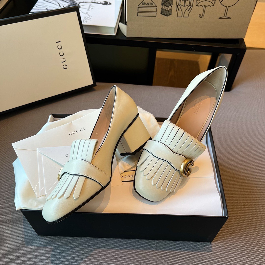 GIÀY GUCCI GG LEATHER LOGO LOAFER SHOES