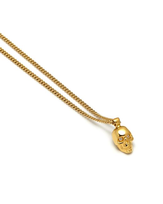Dây NorthSkull Metallic Atticus Skull Necklace With Clear Swarovski Crystals In Gold IP