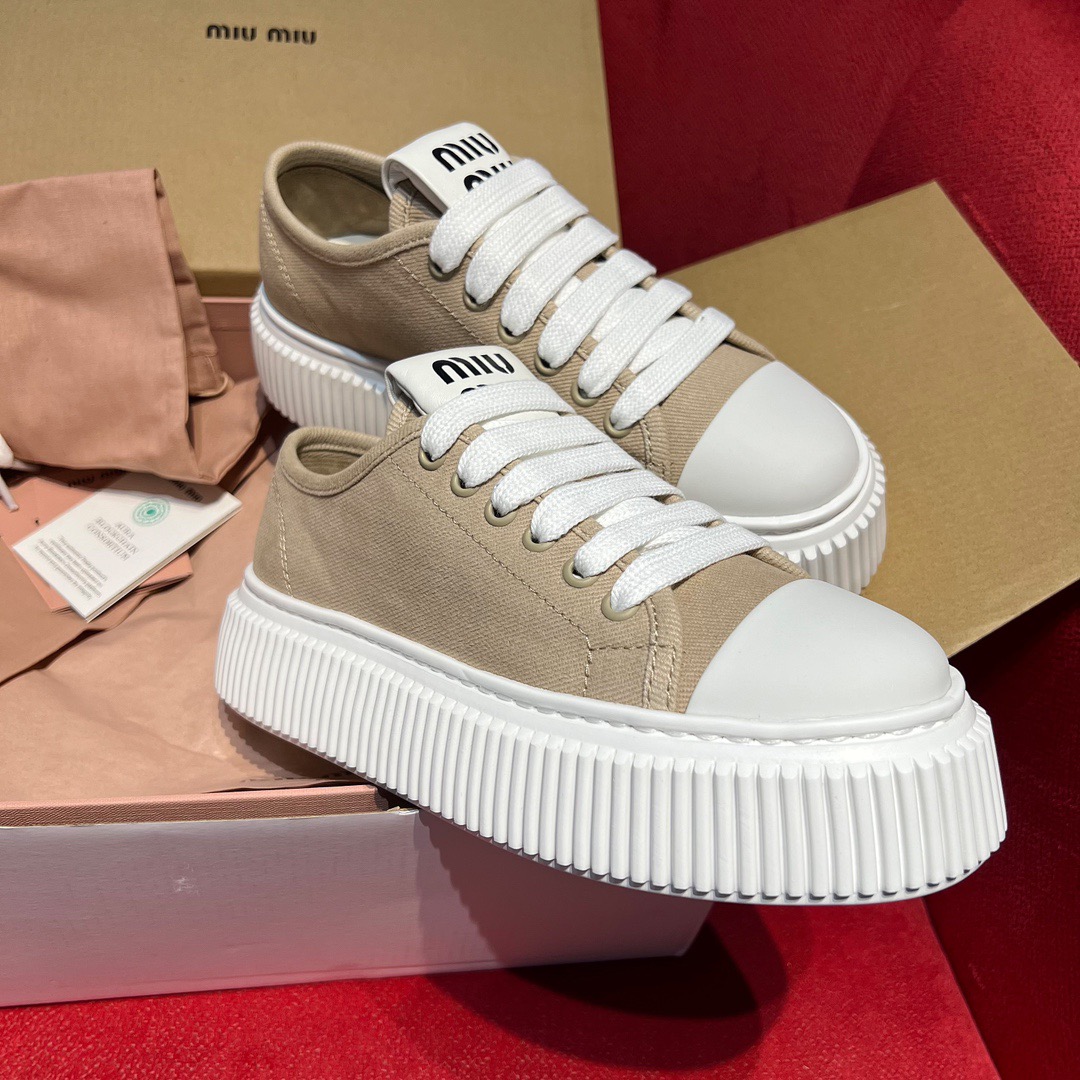 GIÀY MIU MIU CANVAS SNEAKERS HIGH SOLE