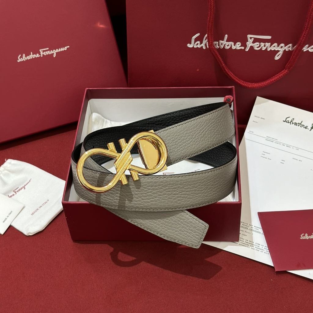DÂY LƯNG SALVATORE FERRAGAMO Calfskin and Gold Buckle