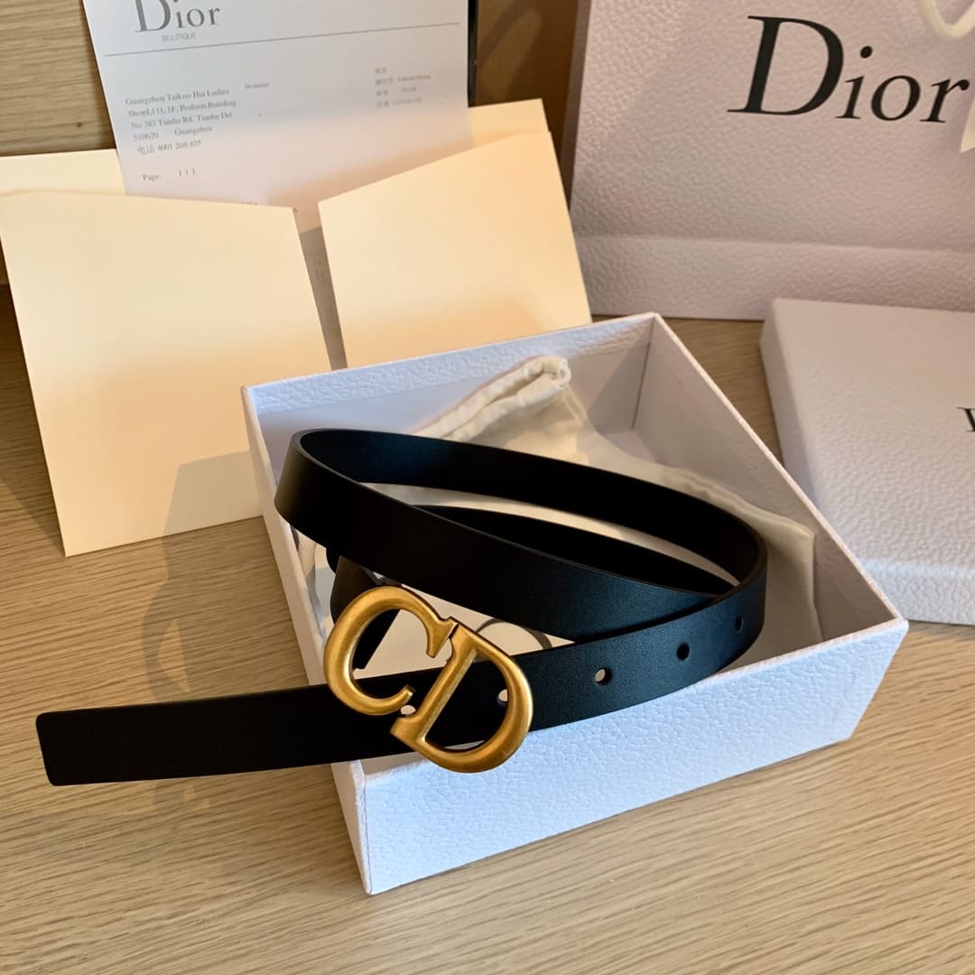 DÂY LƯNG DIOR Calfskin and Gold Buckle