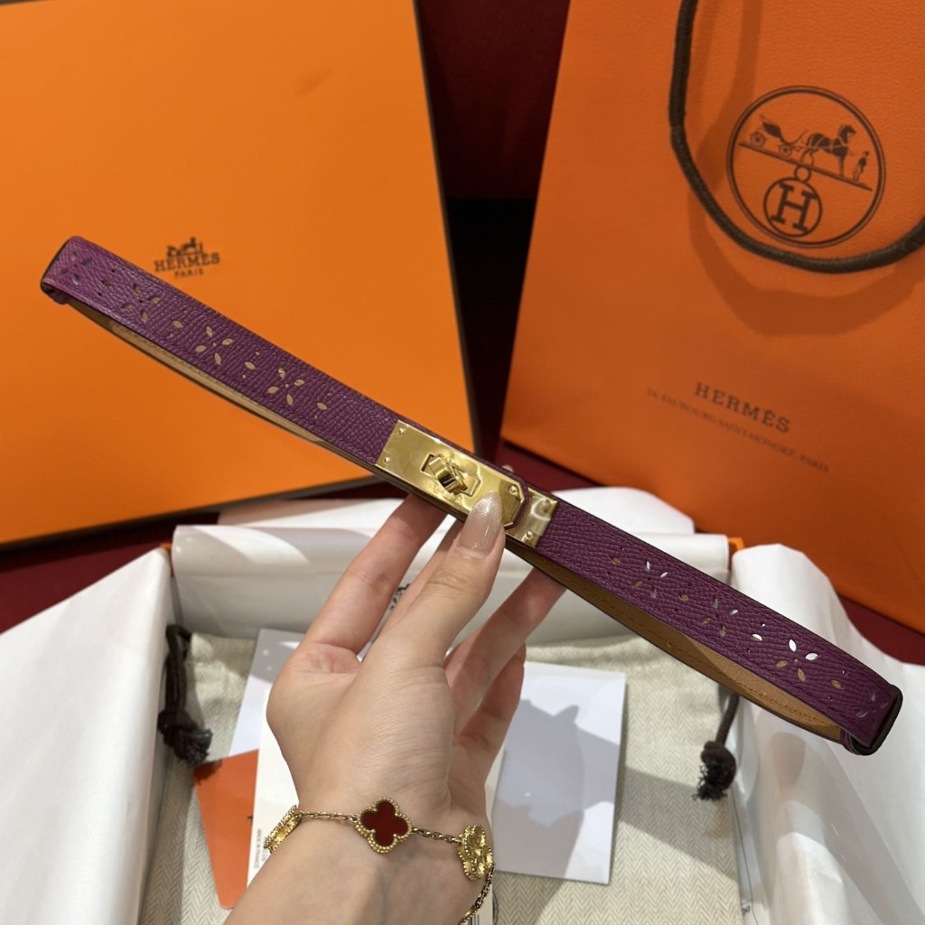 DÂY LƯNG HERMES Calfskin and Gold Buckle