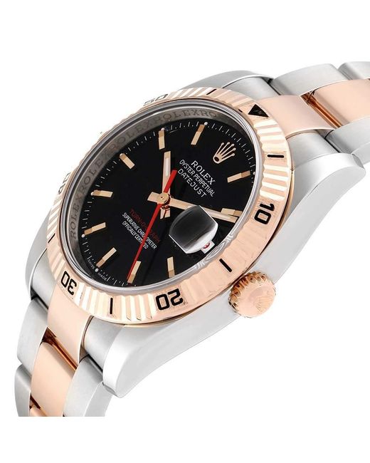 ĐỒNG HỒ ROLEX Black 18k Rose Gold And Stainless Steel Turnograph Datejust automatic