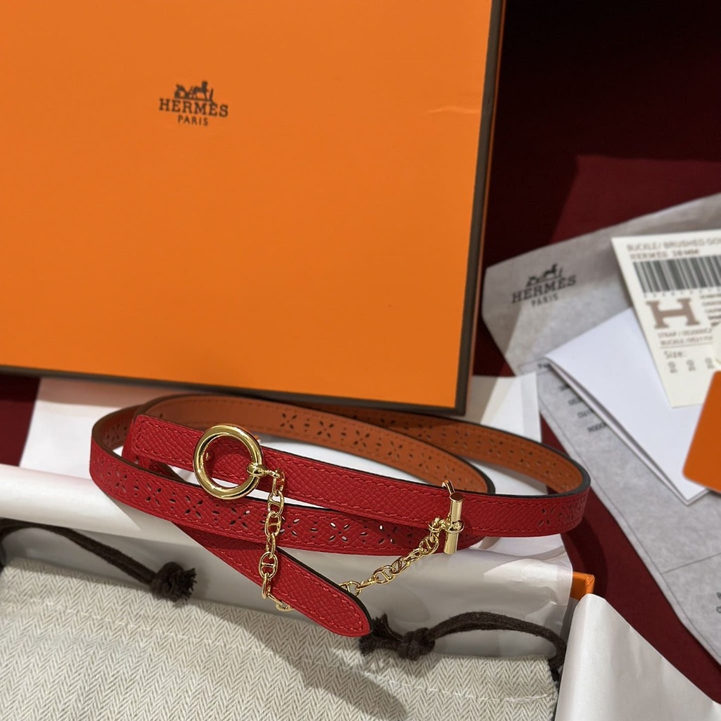 DÂY LƯNG HERMES Calfskin and Silver Buckle