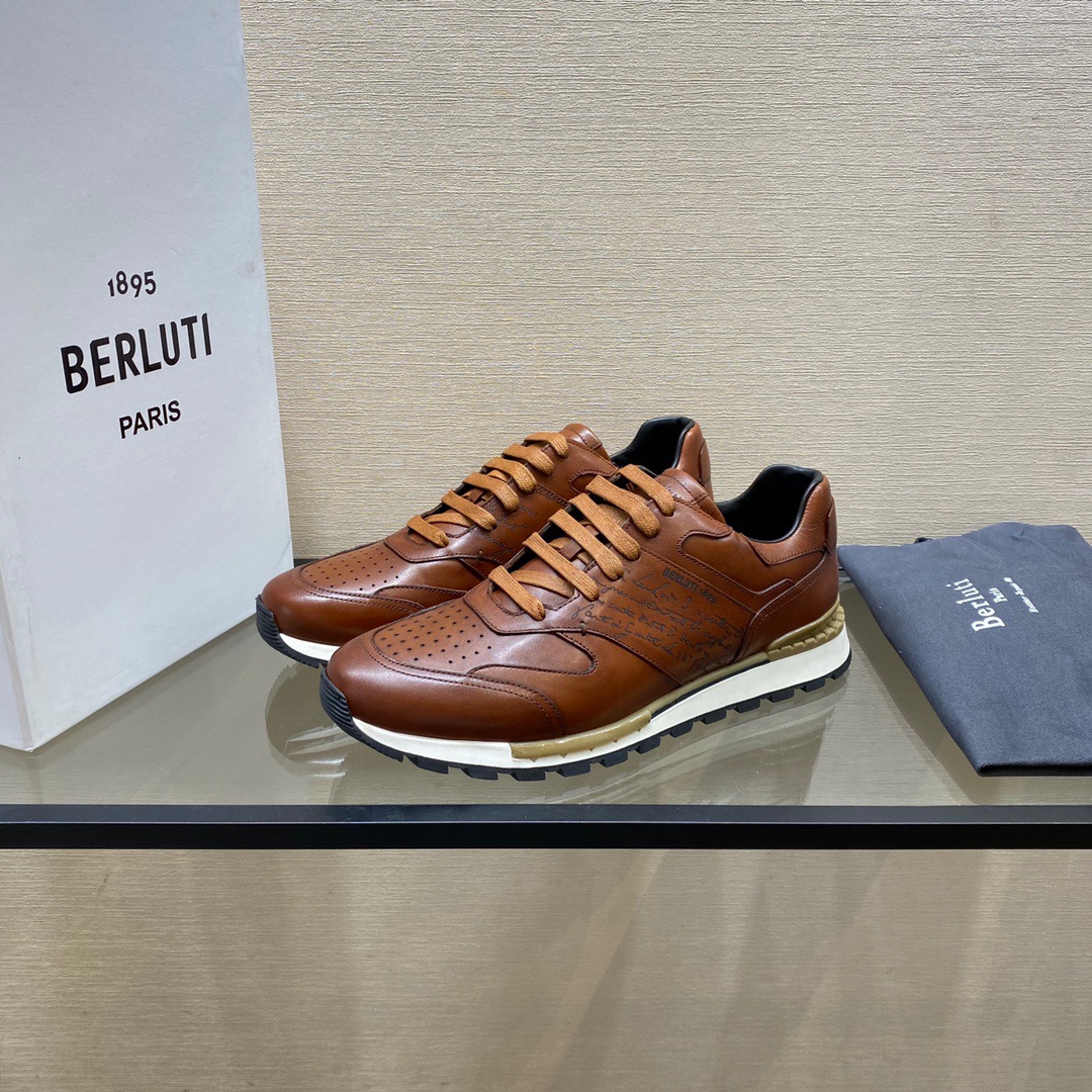 GIÀY BERLUTI Leather Brown Sneaker shoes