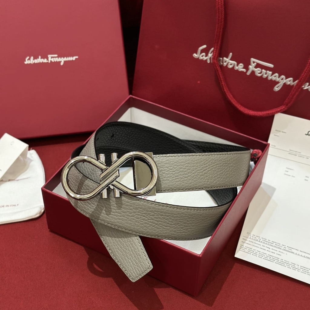 DÂY LƯNG SALVATORE FERRAGAMO Calfskin and Silver Buckle