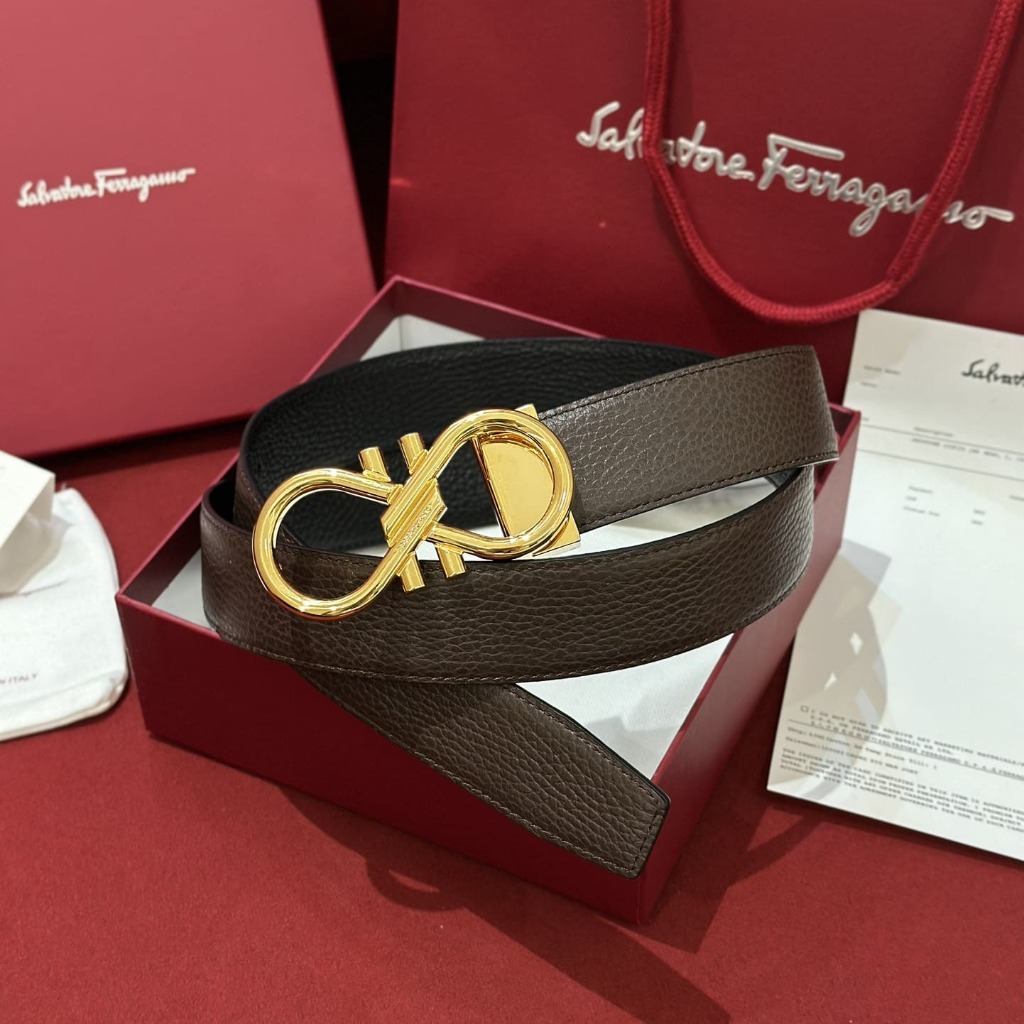 DÂY LƯNG SALVATORE FERRAGAMO Calfskin and Gold Buckle