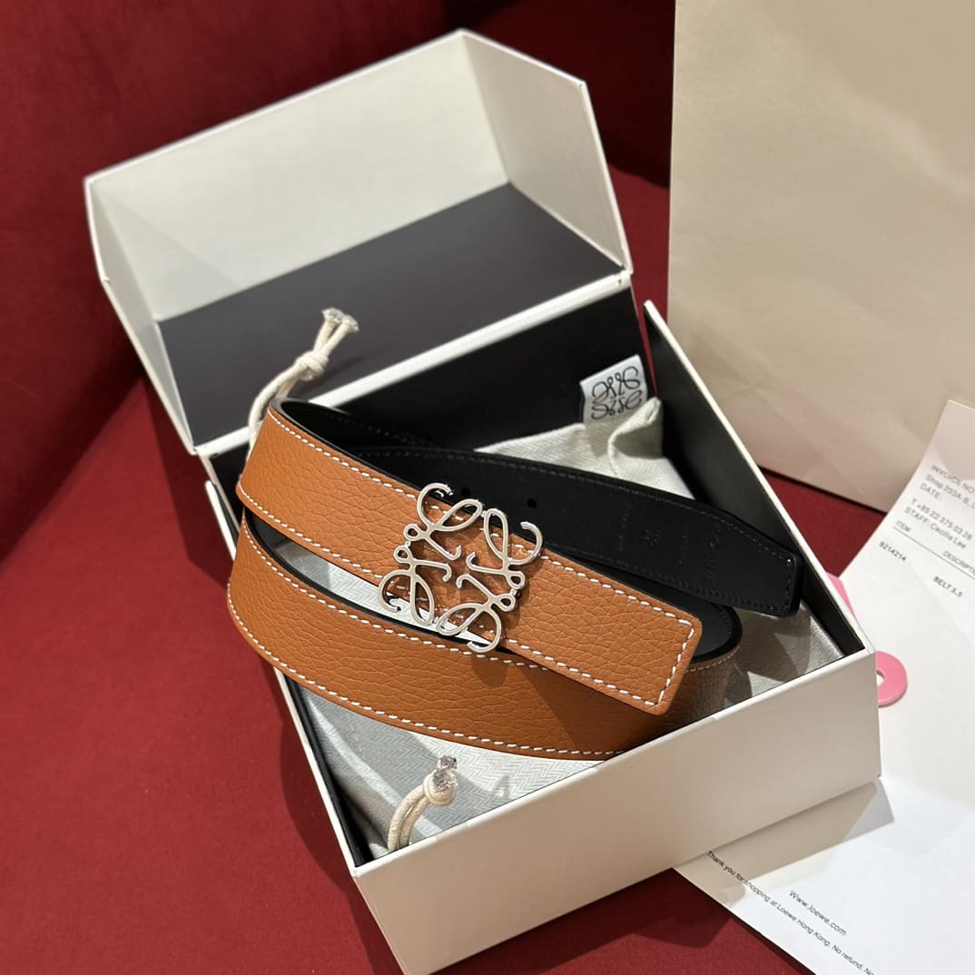 DÂY LƯNG LOEWE Calfskin and Silver Buckle