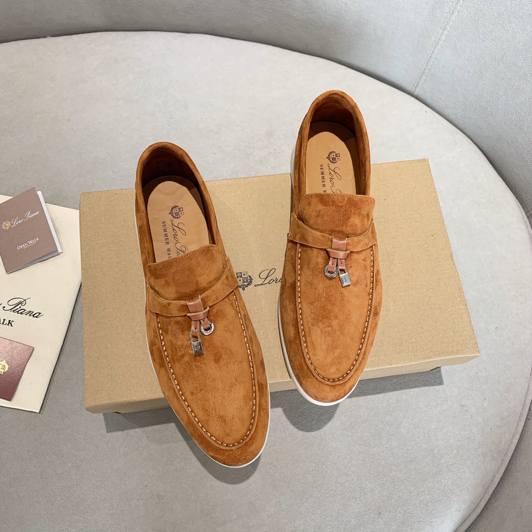 GIÀY LORO PIANA BROWN SHEEPSKIN SUEDE LOAFER DA CỪU