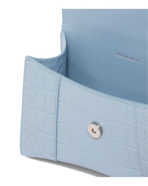 TÚI BALENCIAGA Hourglass XS croc-embossed leather shoulder bag
