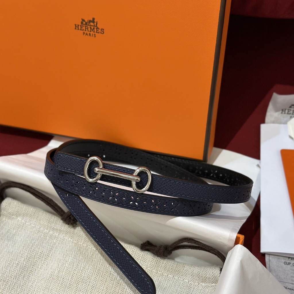 DÂY LƯNG HERMES Calfskin and Silver Buckle