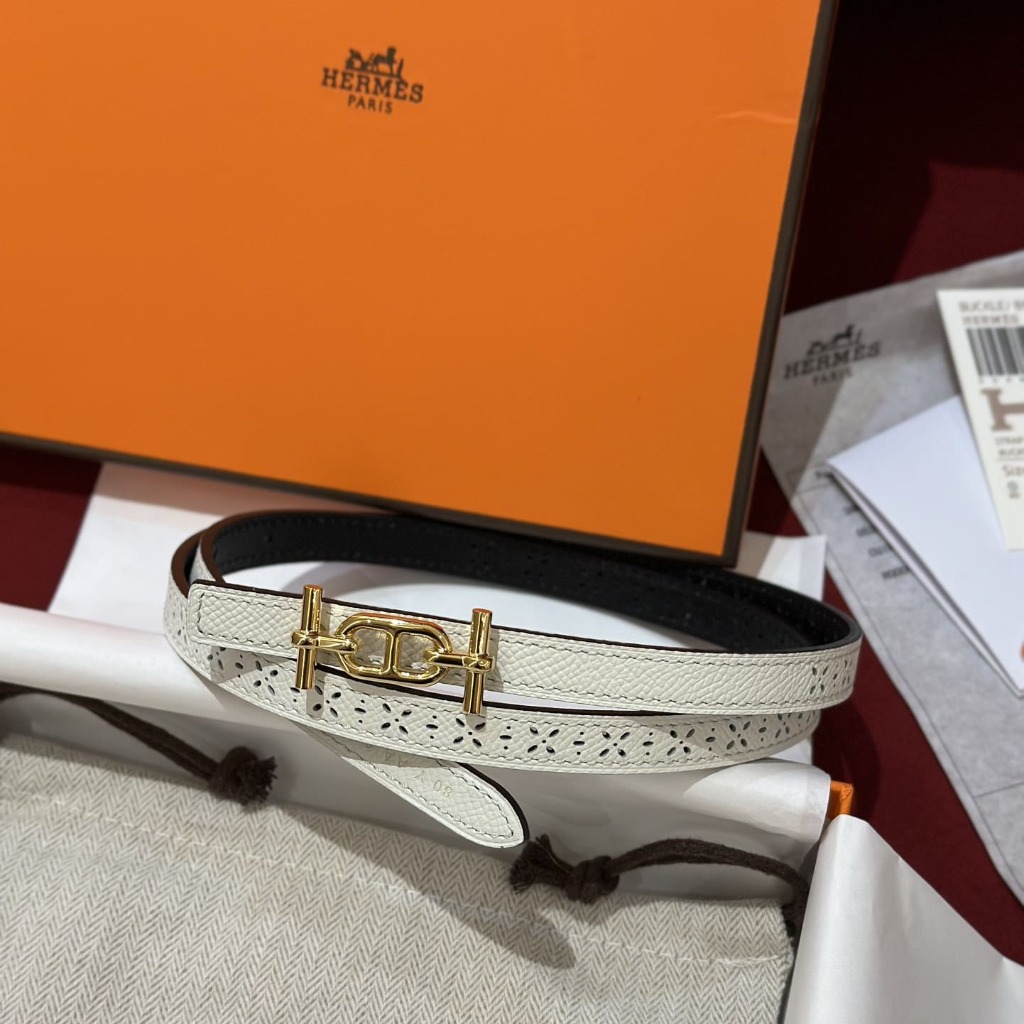 DÂY LƯNG HERMES Calfskin and Gold Buckle