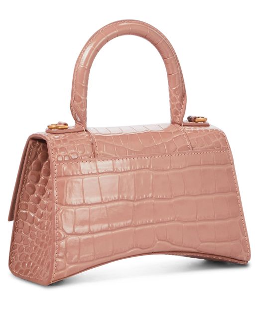 TÚI BALENCIAGA Hourglass XS croc-embossed leather shoulder bag