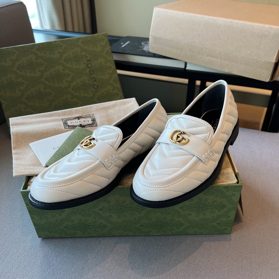 GIÀY GUCCI GG LEATHER LOGO LOAFER SHOES