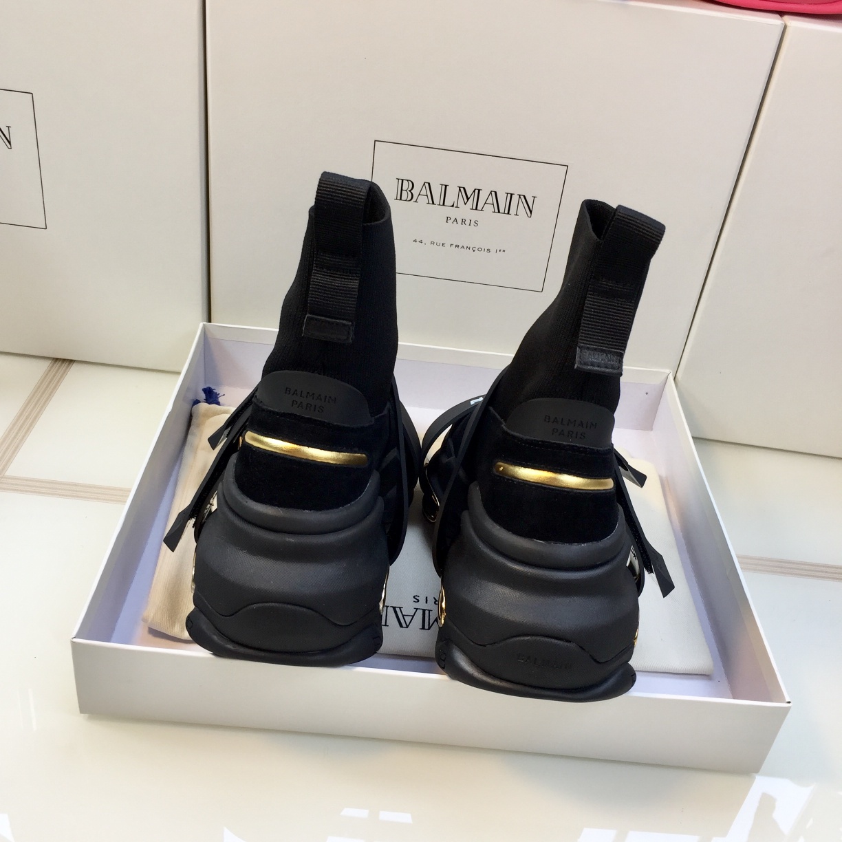 GIÀY BALMAIN BLACK GOLD HIGH TOP SNEAKERS
