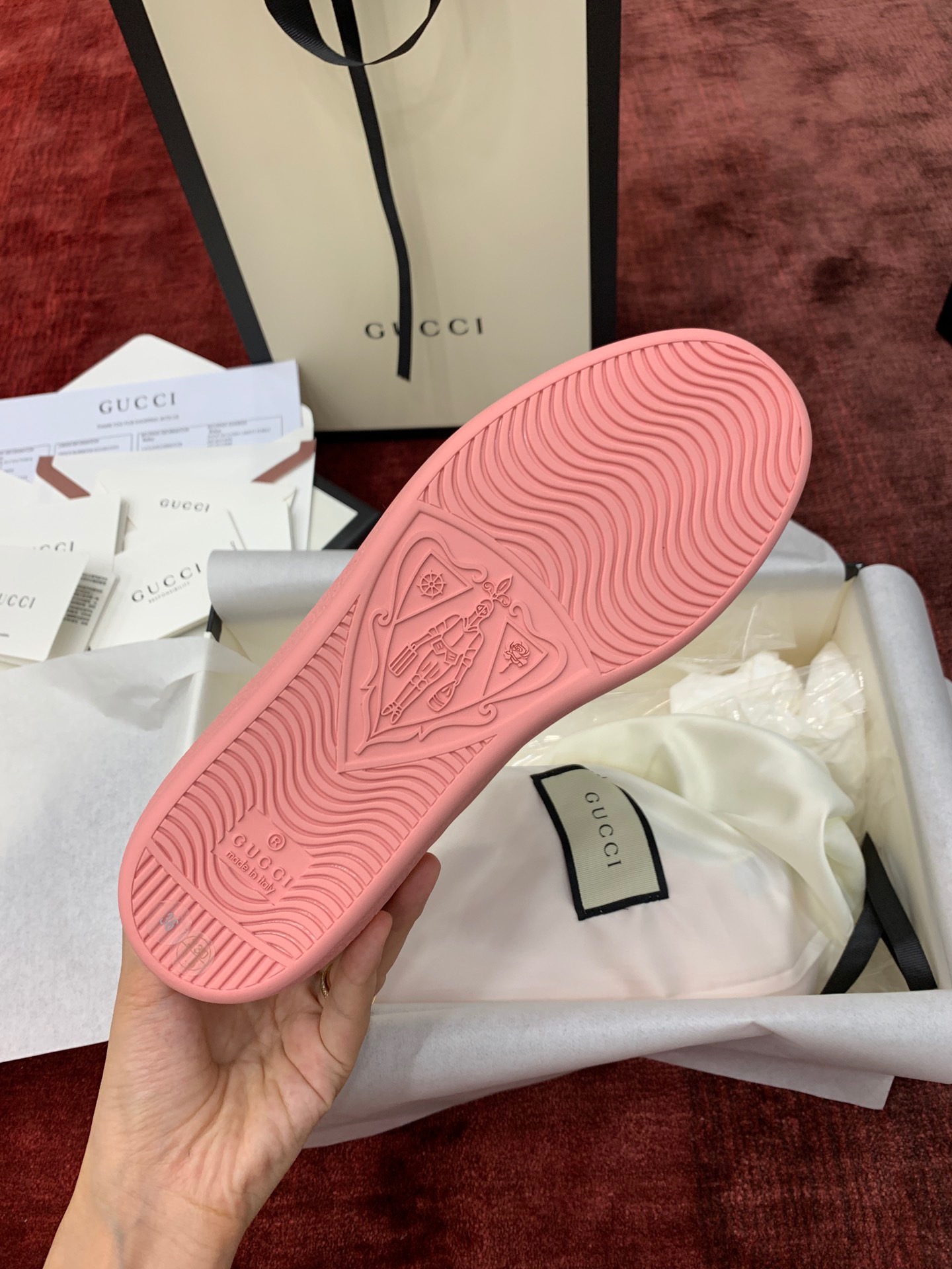 GIÀY GUCCI Leather Ace Sneakers Interlocking GG Blue