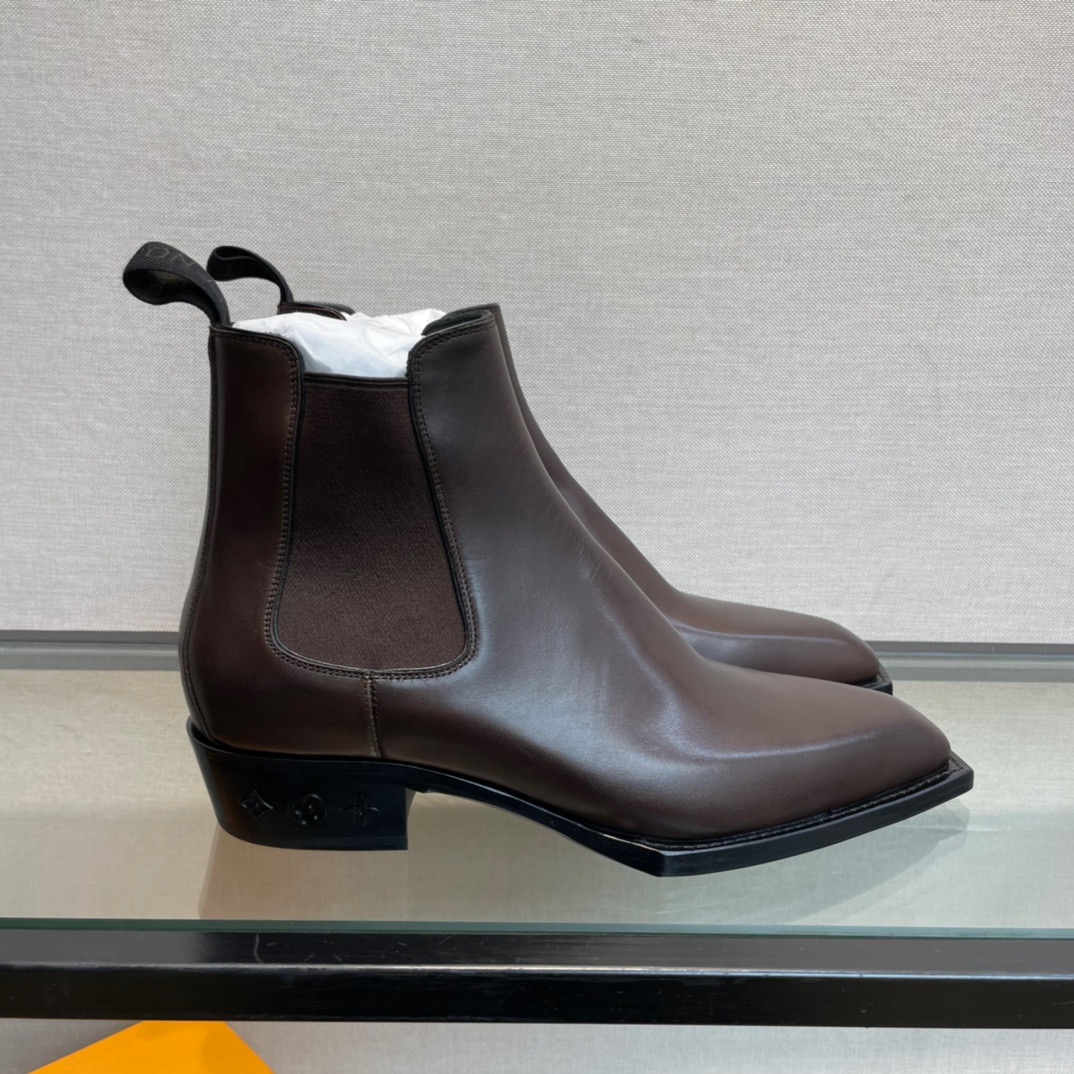 GIÀY LOUIS VUITTON BROWN LEATHER BOOTS SHOES