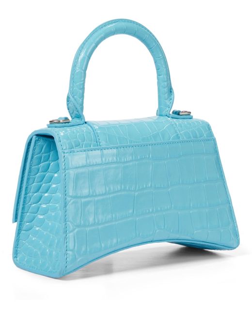 TÚI BALENCIAGA Hourglass XS croc-embossed leather shoulder bag