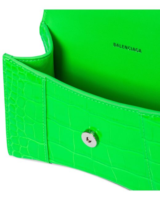 TÚI BALENCIAGA Hourglass XS croc-embossed leather shoulder bag