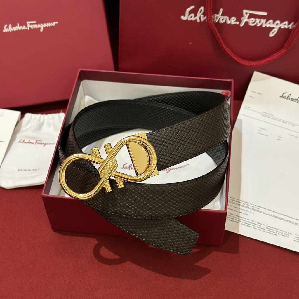 DÂY LƯNG SALVATORE FERRAGAMO Calfskin and Gold Buckle