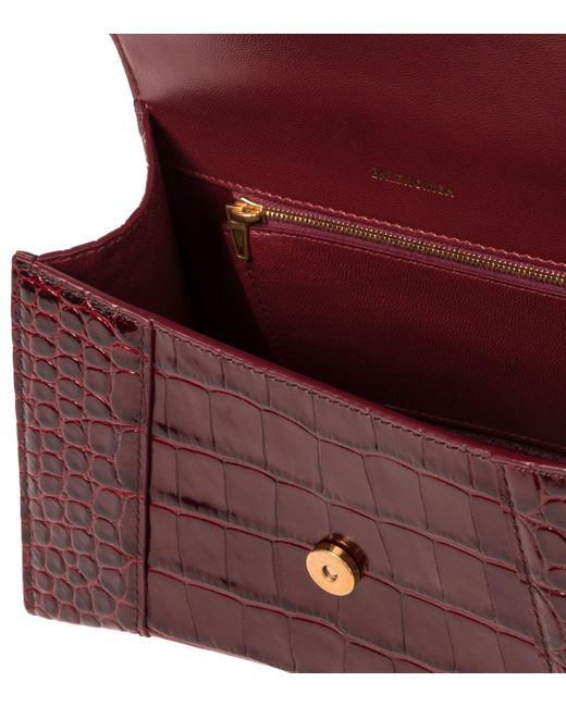 TÚI BALENCIAGA Hourglass XS croc-embossed leather shoulder bag
