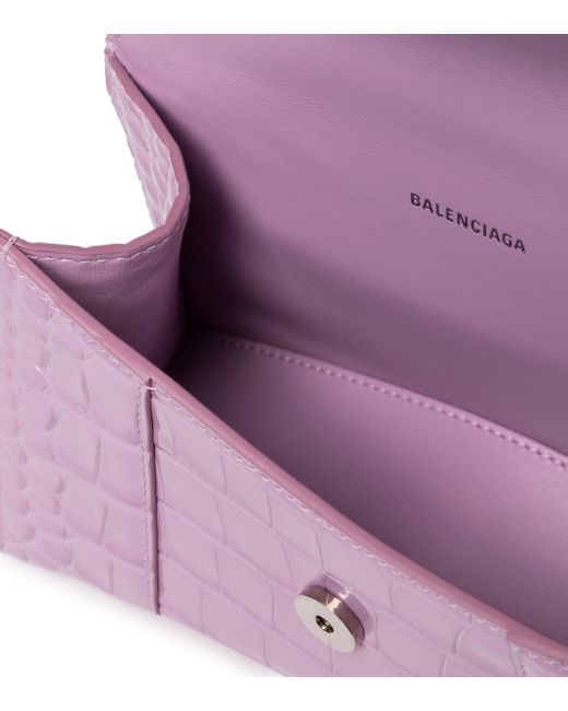 TÚI BALENCIAGA Hourglass XS croc-embossed leather shoulder bag
