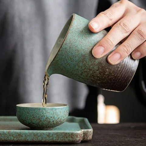Bộ Trà Gốm Xanh Men Cổ