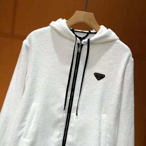 ÁO Prada Women Terry Cloth Hoodie-White